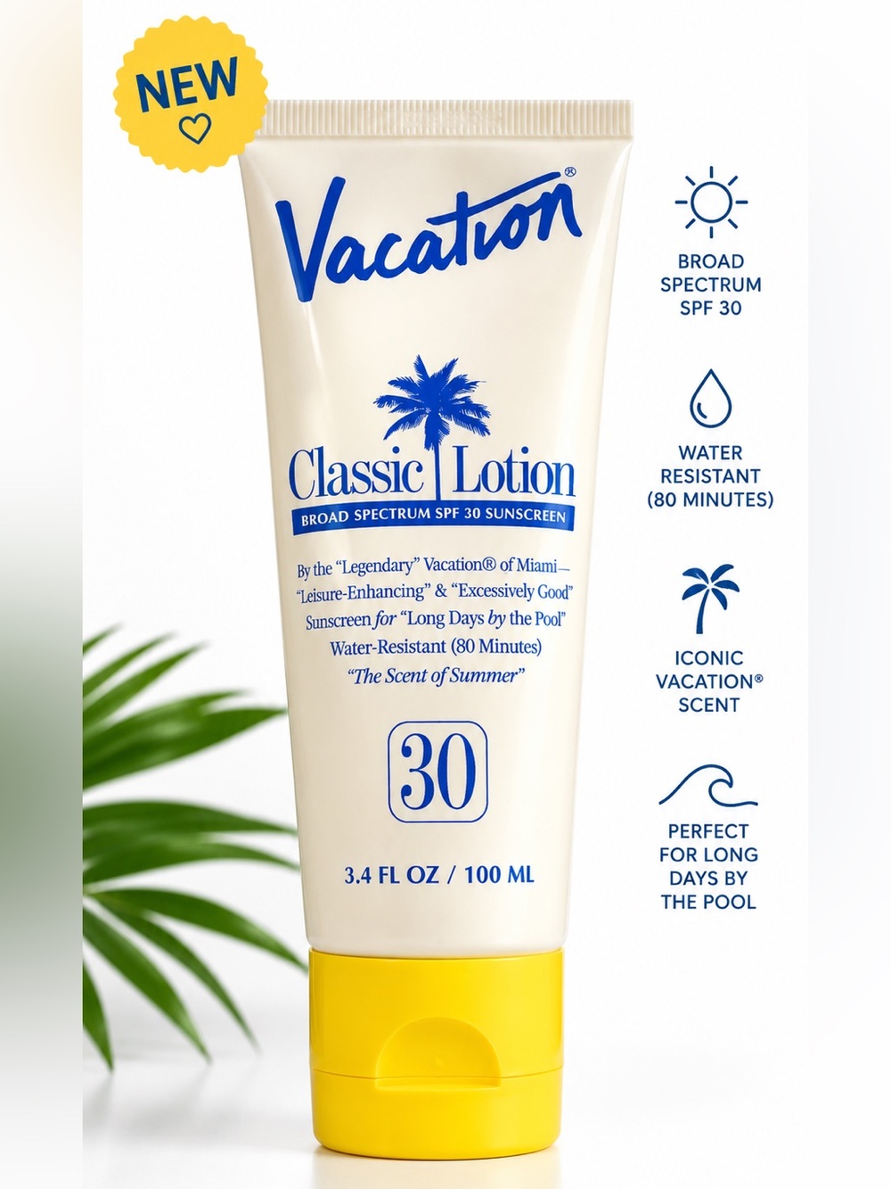NEW Vacation Classic Lotion SPF 30 Sunscreen 100ml Water Resistant